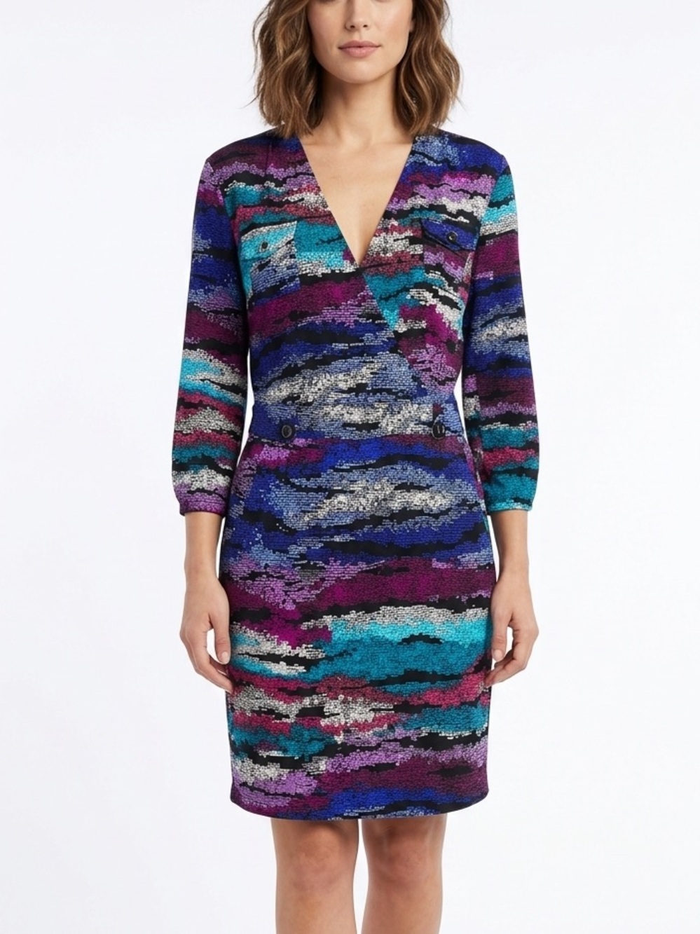 YUMI KIM Multicolour Abstract Dot Mini Dress Flowy Pockets Draped Y2K Size Small